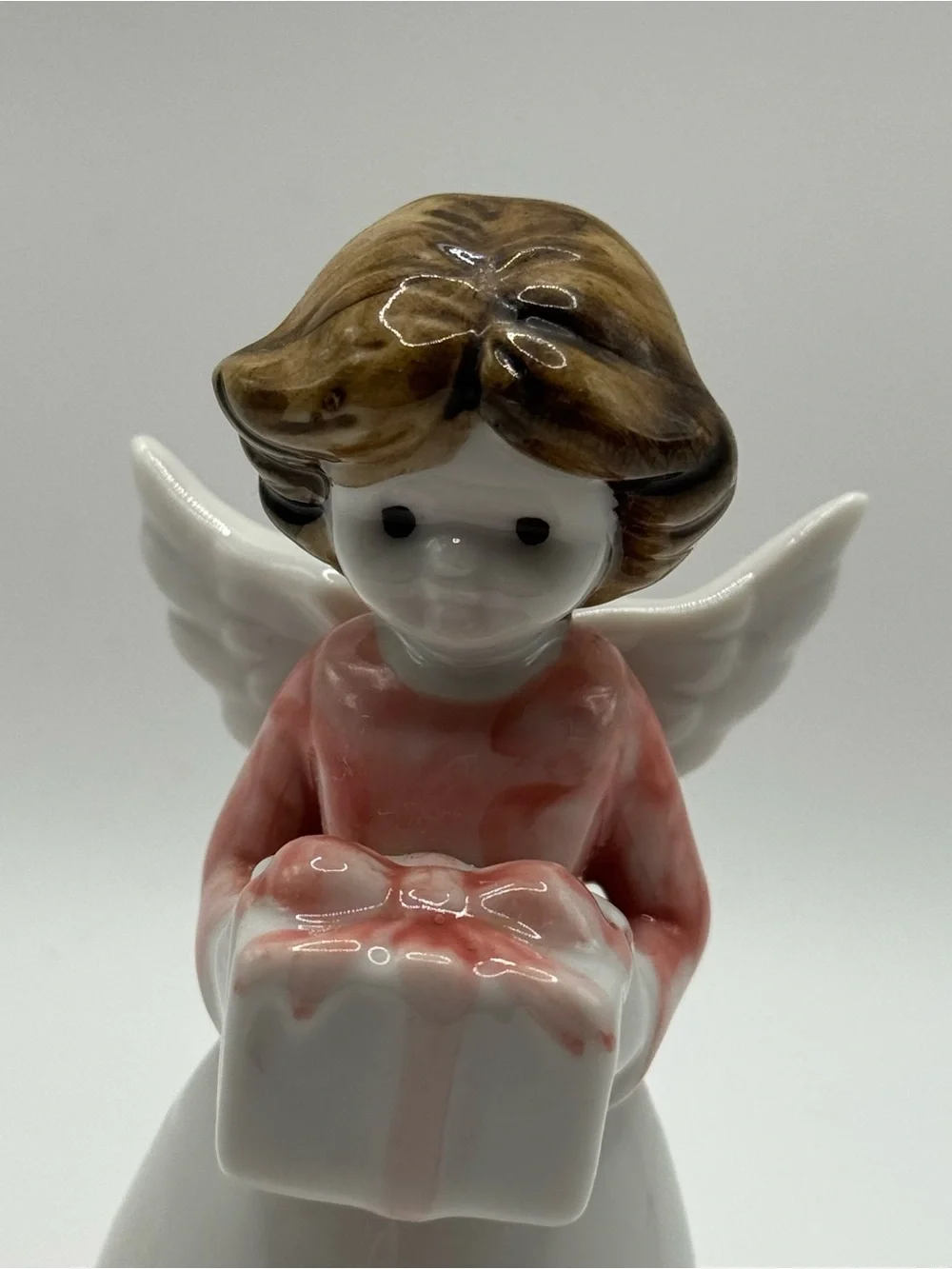 VTG April Birthday Angel Bell Figurine Pink Floral Kitsch Cottagecore Coquette